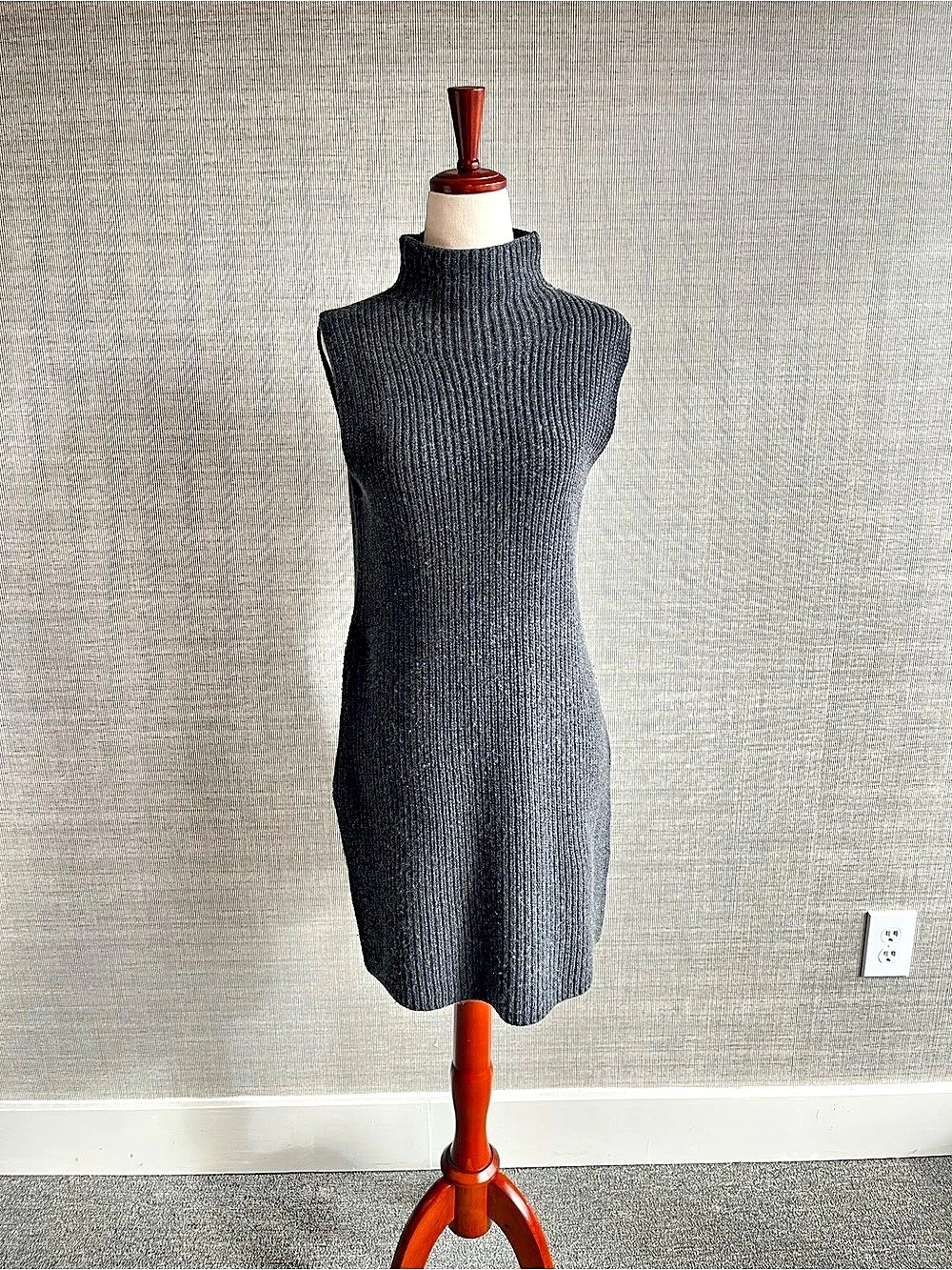 Theory Sweater Sleeveless Gray Turtleneck Dress Gray Size Small